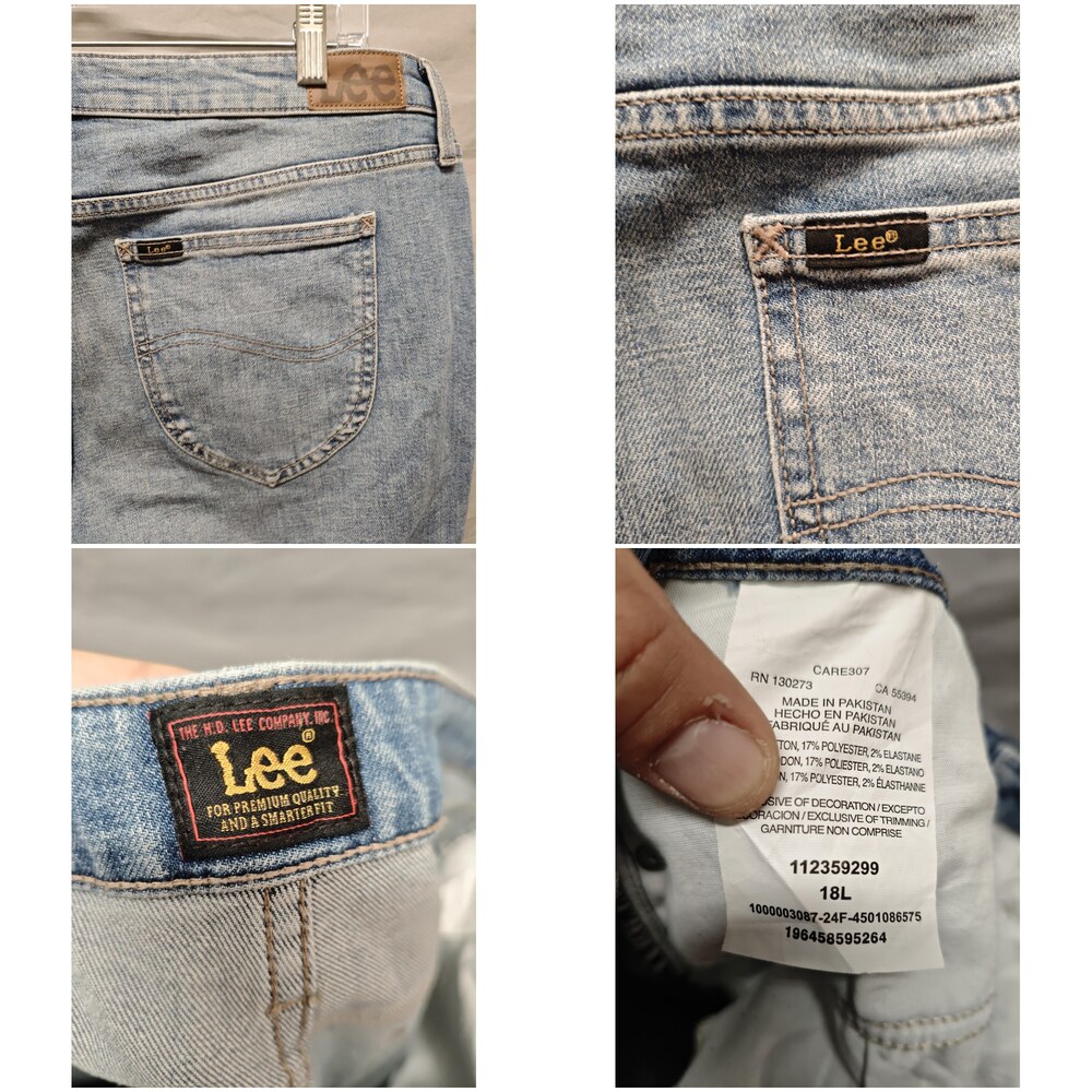Lee Jeans Womens 18L Light Wash Stretch Denim Slim Tapered 5-Pocket Zip Fly - Picture 16 of 16